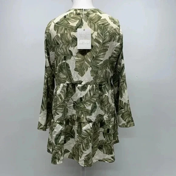 Show Me Your Mumu Marlow Top Blouse Shirt Palm Leaf Print White Green New  XS - Picture 8 of 13